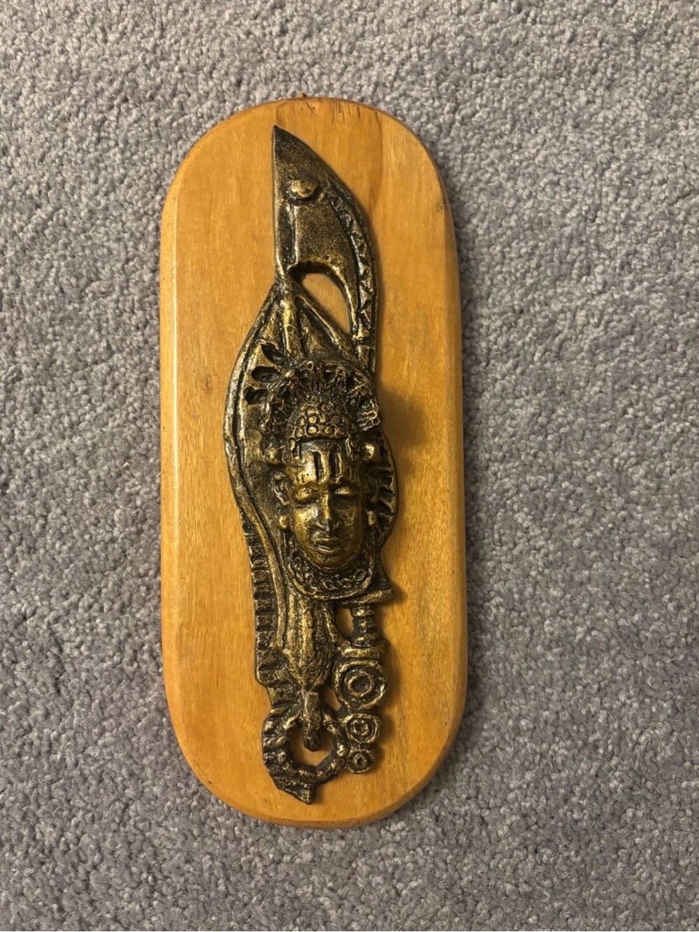 Wooden Wall Art Gold Accent Wall Plaque-Decorative Mask 12 Inches